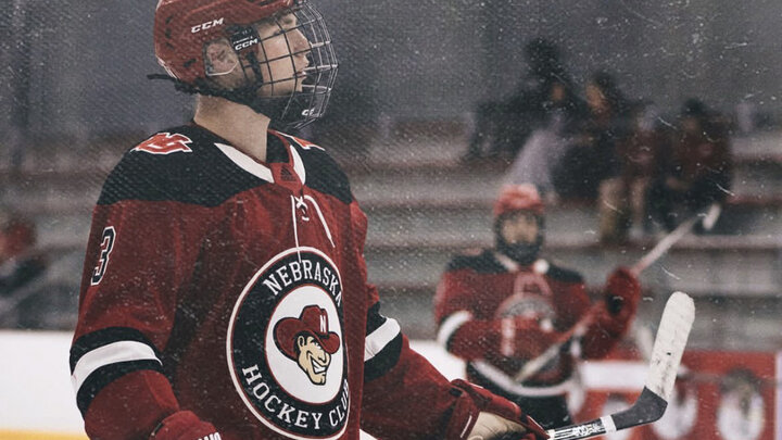 UNL Hockey Player with Air Force ROTC 