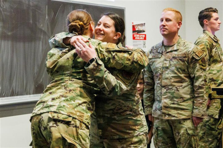 Promotion during LLAB at UNL Air Force ROTC Detachment 465