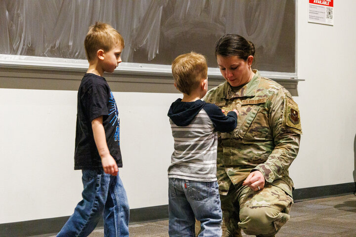 Promotion during LLAB at UNL Air Force ROTC Detachment 465